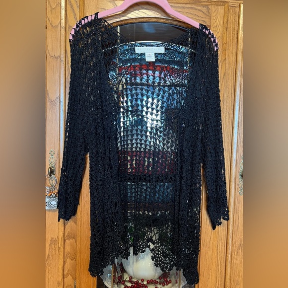 Vintage Bettie Page Black Crochet Shrug Cardigan 🖤 - Picture 4 of 14